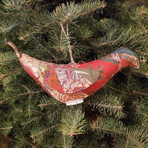 Christmas Ornament POTTERY BARN ‘Pollie Bird’ w/ Jute Hanging Hook 14x4x10” EUC